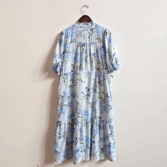 Sugarlips Dress Medium Womens Blue Floral Midi Pleated - Picture 3 of 6